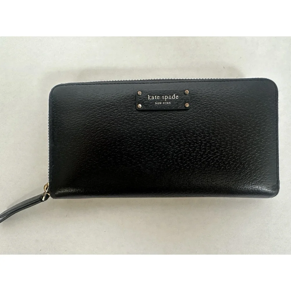 Kate Spade New York Grove Street Neda Wallet Leather Black Full Zip Closure